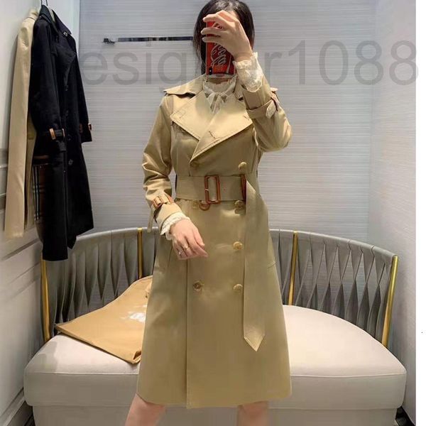 

women's hoodies & sweatshirts designer 2021 autumn new women's coat calfskin decorative double breasted slim knee length windbreak, Black