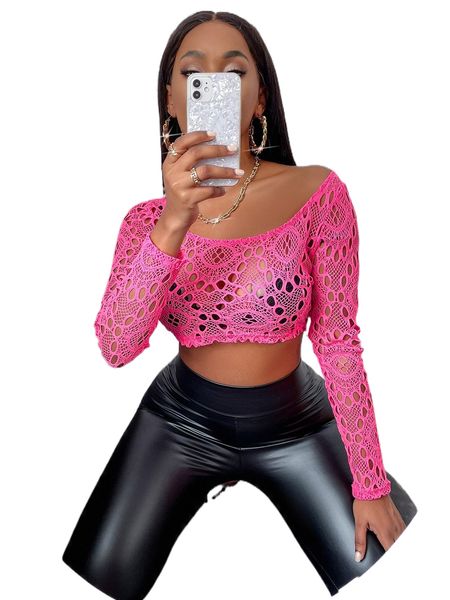 

open knit crop without bra m5cf#, White