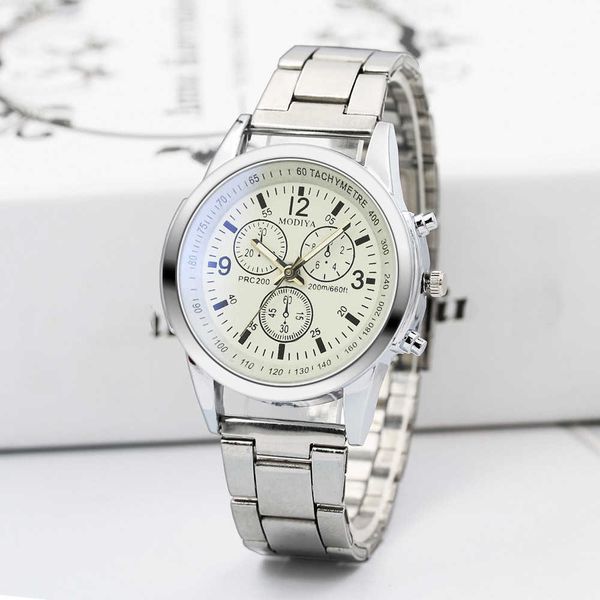 

men's quartz watch three scale subdial for men fashion casual stainless steel bracelet clasp wristwatch, Slivery;brown