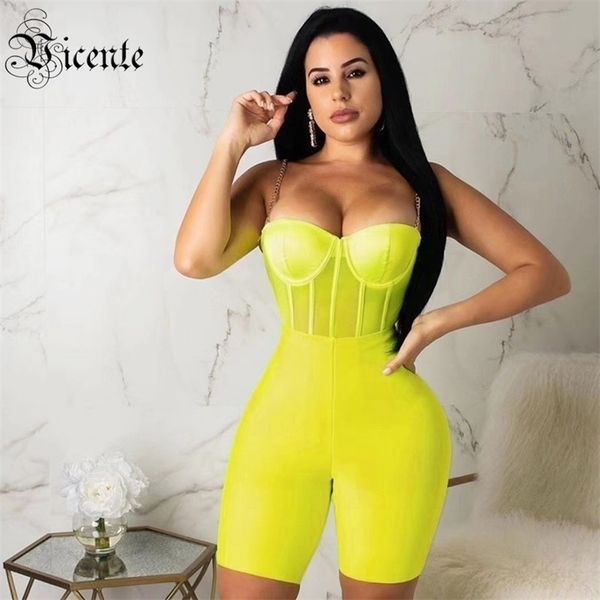 

vc all trendy mesh splicing spaghetti strap celebrity party bandage playsuit t200704, Black;white