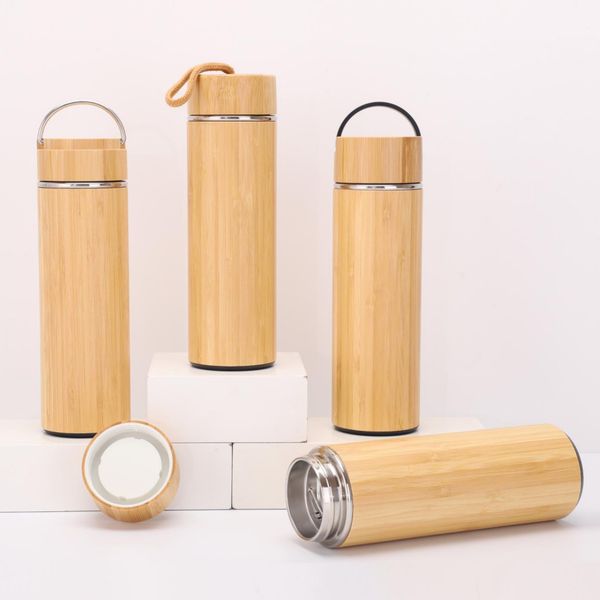 

natural bamboo stainless steel liner thermos water bottle vacuum flasks insulated bamboo cup for tea drinking sxjun14
