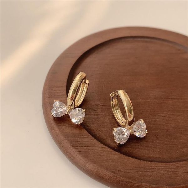 

stud light luxury elegant autumn winter bow crystal earrings for women fashion gold metal jewelry party gifts, Golden;silver