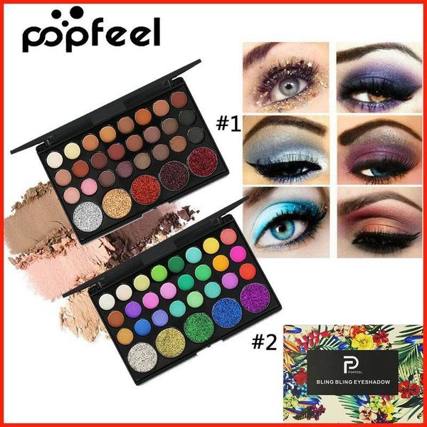 

makeup popfeel 29 colors eyeshadow palette matte shimmer glitter nude pigmented metallic finish eye shadow candy bling eyeshadow