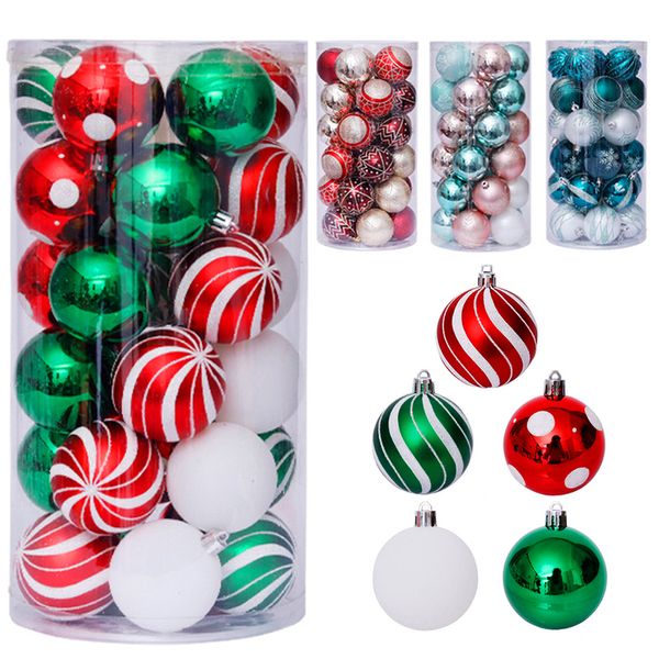 30pcslot Christmas Balls Decorações Glitter Tree Orninents Toys Presentes de Natal pendurados decoração decorativa y201020