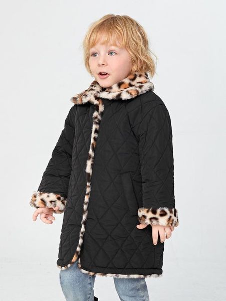 

toddler boys leopard print teddy lined quilted coat she, Blue;gray