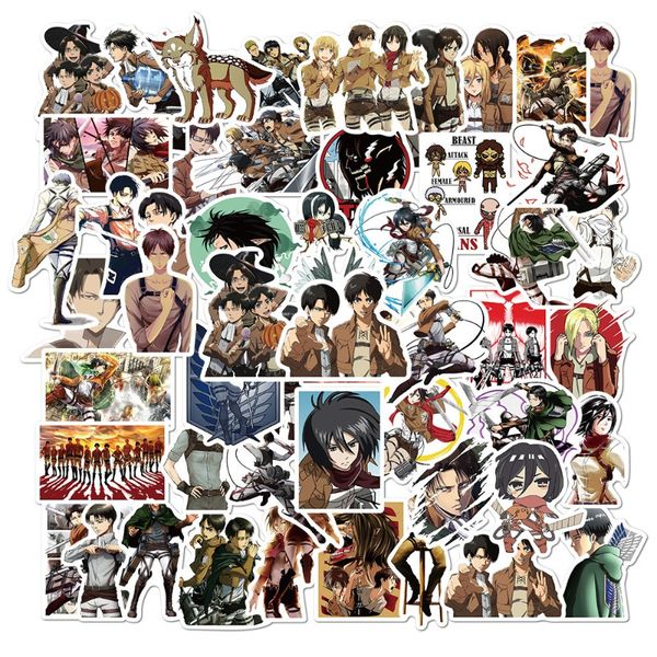 

50pcs/lot anime stickers attack on titan lapguitar motorcycle skateboard luggage bicycle waterproof cartoon sticker