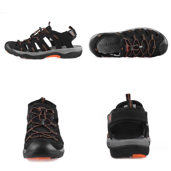 

men sandals leather nubuck gladiator male outdoor beach summer shoes fashion close toe non-slip casual comfortable clogs, Black
