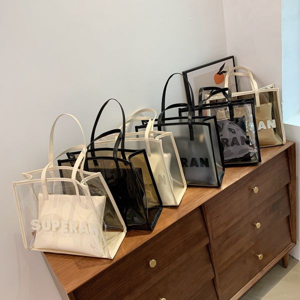 

fashion large capacity transparent summer jelly one shoulder tote bag