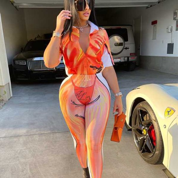 

women two sets of fashion single row lapel short sleeve socks sets for girls slimming clothing, White