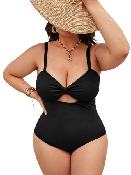 

plus cut out one piece swimsuit 27qt#, White;black