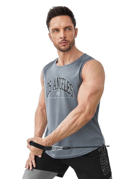 

men letter graphic sports tank s6t6#, White;black