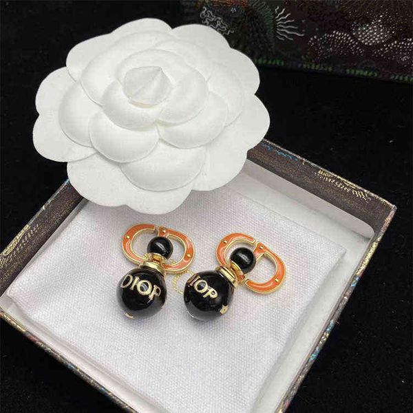 

earrings new letters pearl versatile brass earrings for women, Golden