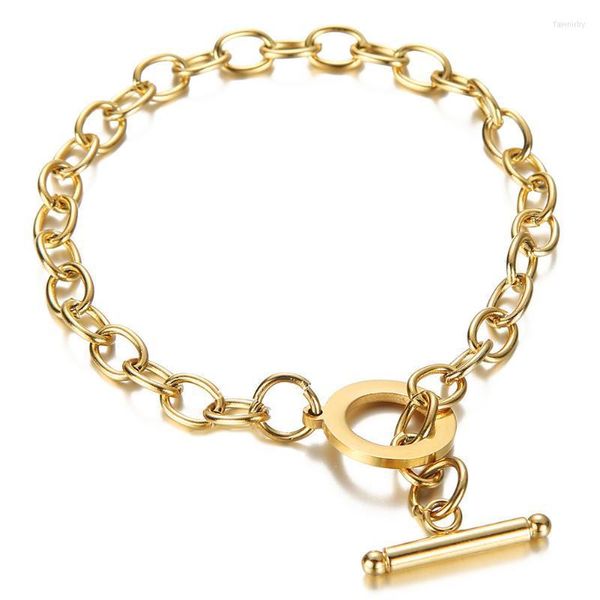 Link cadeia moda moda aço inoxidável pulseiras anel círculo de metal haste de metal pingente simples presentes