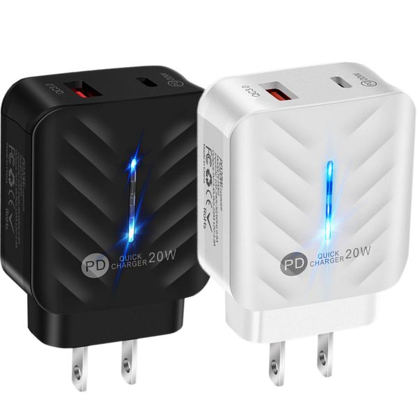 

universal a+c type c pd qc3.0 20w fast quick charger us eu wall charge power adapters for iphone 13 14 samsung tablet pc android phone