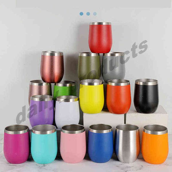 

12 oz eggshell cup 304 stainless steel double wall tumblers vacuum u type insulated mug wide mouth bag cover metal bottle big belly cup vtm