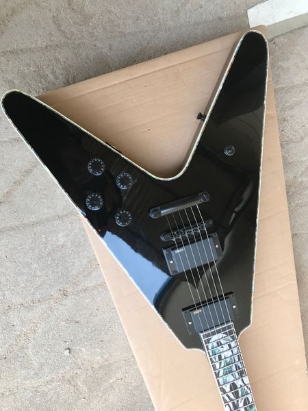 

factory fly v electric guitar emg pickup hardware black inlays fire building color can customize