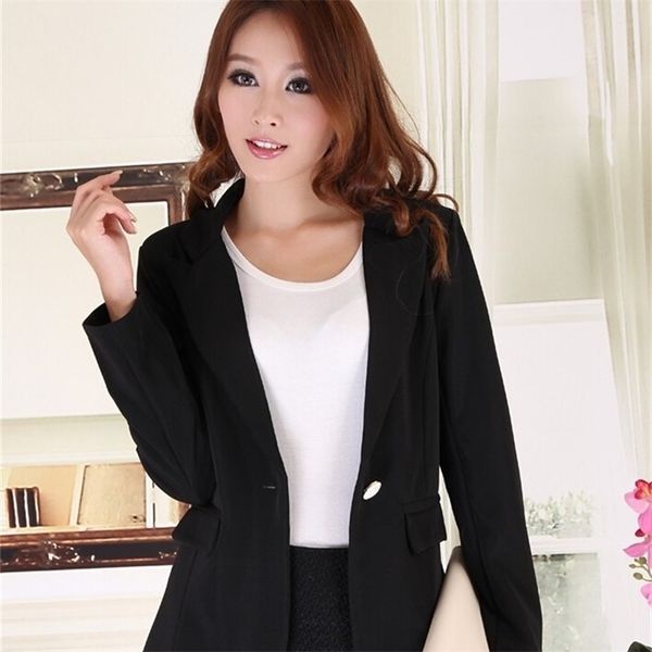

j43431 full sleeve short design solid color single button notched casual blazer chiffon blazers and jackets y201026, White;black