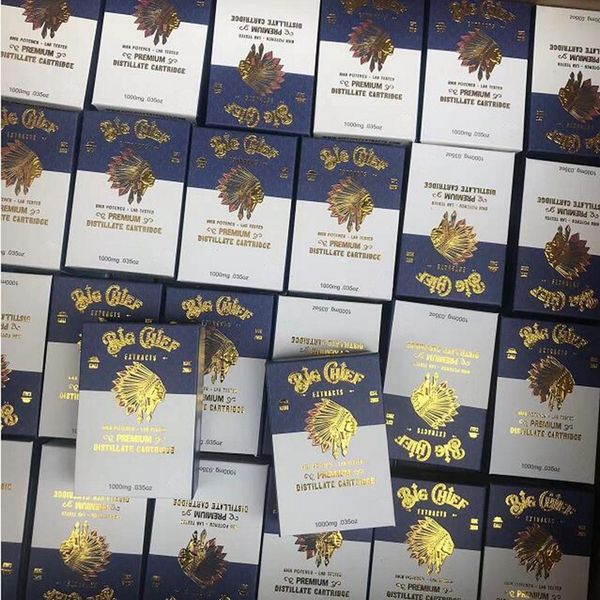 

big chief vape cartridge packaging boxes 0.8ml ceramic glass tank premium distillate cartridges dab pen wax vaporizer empty cartridges 510 t
