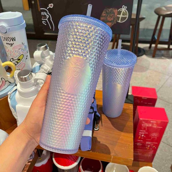 

starbucks cup 2021 ice and snow mountain gradient plastic straw durian large capacity drinking 710mlxbh8