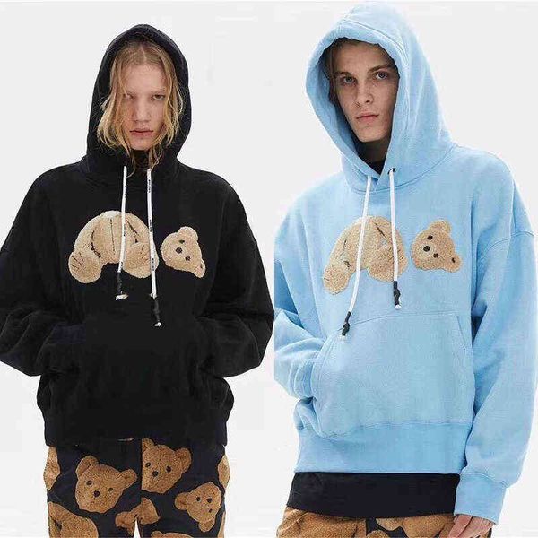 

designers mens palm hoodies autumn winter fashion teddy lettered print men women wear oversized loose long sleeve angels shirt sweater kill, Black