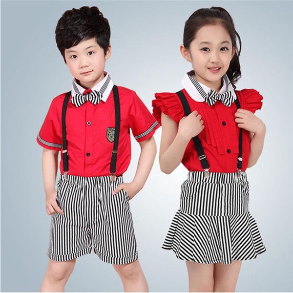 Set di abbigliamento Festa per bambini Festa per bambini Uniforme scolastica per studenti 110-160 cm Costumi per coro Papillon Adolescente Ragazzi Ragazze Vestito generale TieClo