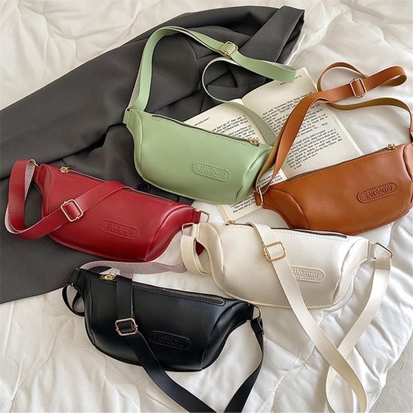 

womens bag trend waist belt bag bananas shoulder bags pure color leather designer chest bag female handbag shopper purse 220815