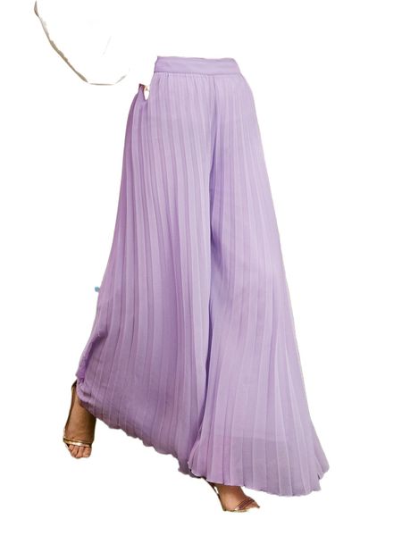 

solid pleated wide leg pants without chain z3pb#, Black;white