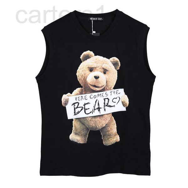 

men' tank designer trendy fashion ins new summer loose letter bear print sleeveless youth men' vest 2ezl, White;black