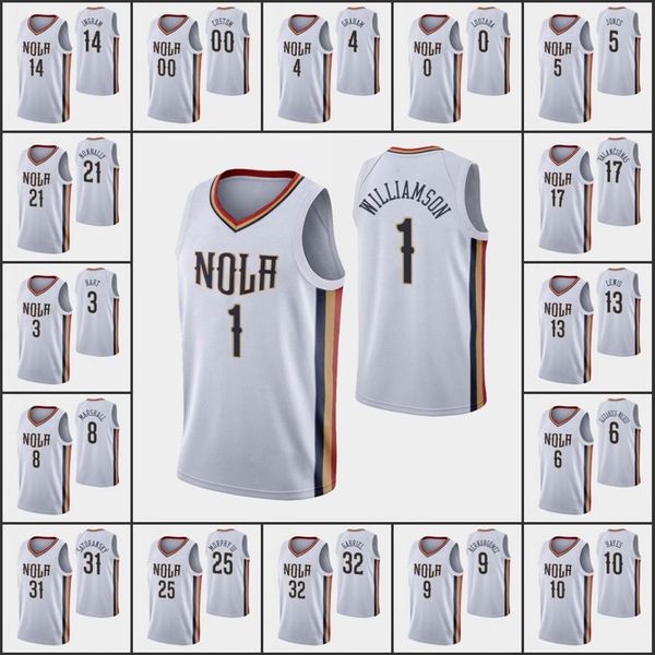 

new orleans pelicans''men zion williamson brandon ingram josh hart kira lewis jr custom 75th anniversary city white edi275k, Black
