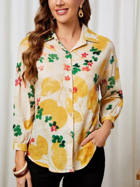 

emery rose floral print drop shoulder blouse c6d9#, White