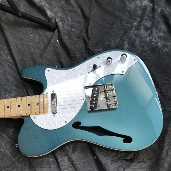

semi-hollow body tele electric guitar f hole ash body maple hardware chrome can custom