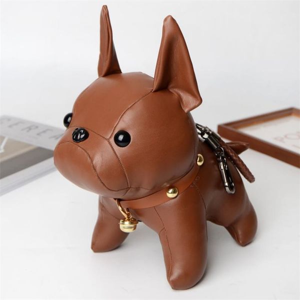 

luxury designer 28cm big dog keychain l key chain buckle keychains lovers car handmade leather men women bags keys ring pendant accessories, Silver