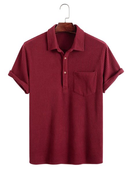 

men waffle knit patched pocket shirt e4fy#, White;black