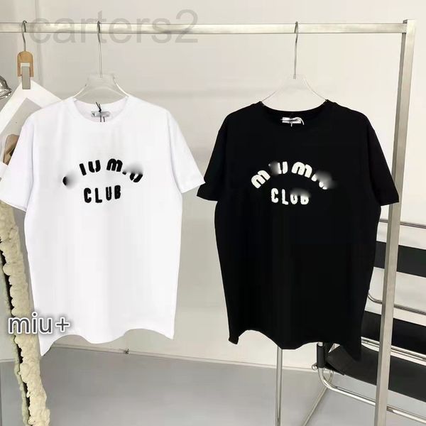 

women's t-shirt designer miao 22 chao brand spring and summer new products flocking three-dimensional letters sweet wind short sleeve r, White