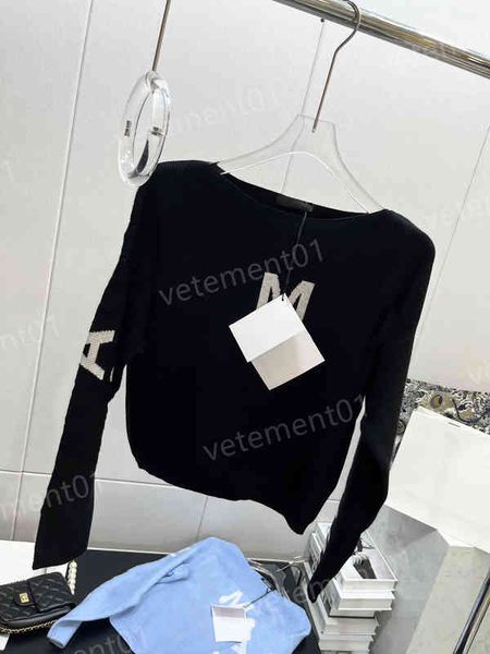 

fashion womens sweaters classic letter jacquard fall/winter knit slip-neck stretch two-wear sweater luxury brand designer sweaters women clo, White;black