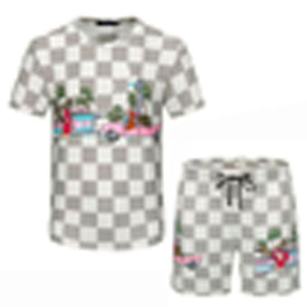 

men's tracksuits summer men white printed sets streetwear short sleeve beach shirt shorts breathable 2022 casual men's hawaiian su, Gray