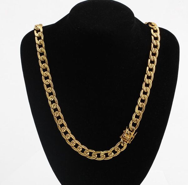 

18k embossed nk 12mm gold plate chain necklace fashion trend 50cm, Black