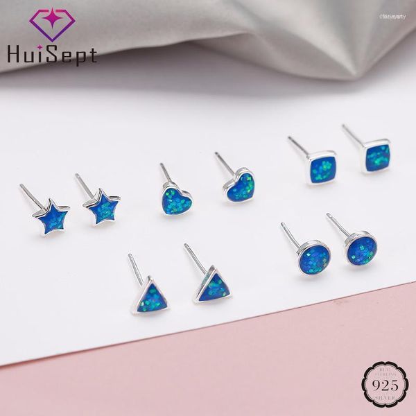 Stud HuiSept Fashion Orecchini femminili in argento sterling 925 Gemma opale blu Gioielli a forma di cuore Regali per feste di matrimonioStud Dale22 Farl22