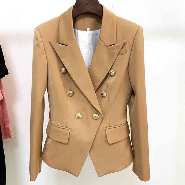 

women's suits & blazers 2022 star female suit fashion double breasted lion head button slim fit suit small coat brown 3uow, White;black