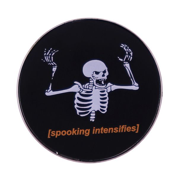 

spooking intensifies enamel pin spooky scary skeleton meme badge button, Blue