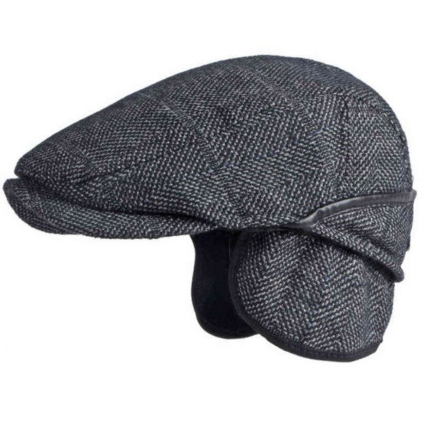 HT3718 Beret Kapağı Erkekler Sonbahar Kış Şapkası Ekose Kulak Valfı Düz ​​Cap Vintage Ivy Gazete Erkekler için Erkek Sanatçı Ressam Bere Şapka Erkekler Beret J220722