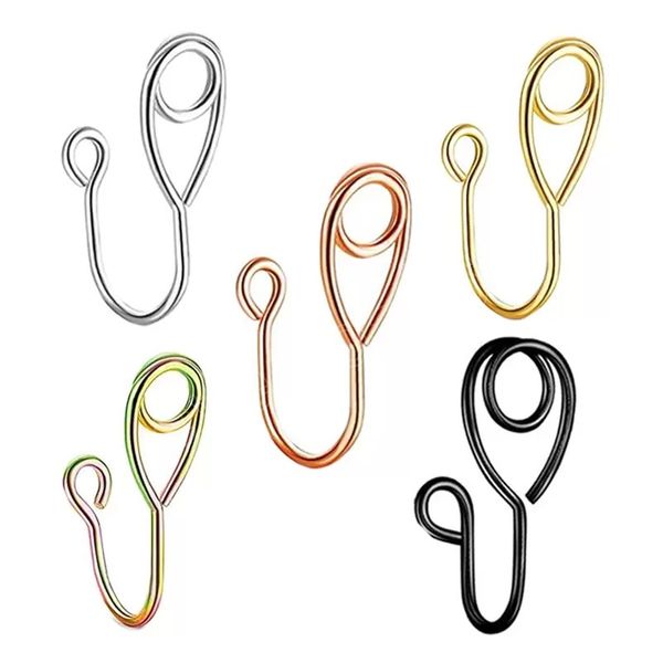 Set di clip per orecchie per polsini per naso finti a spirale minimalista per donne, colore oro argento, anello per naso non forato, regali per il corpo