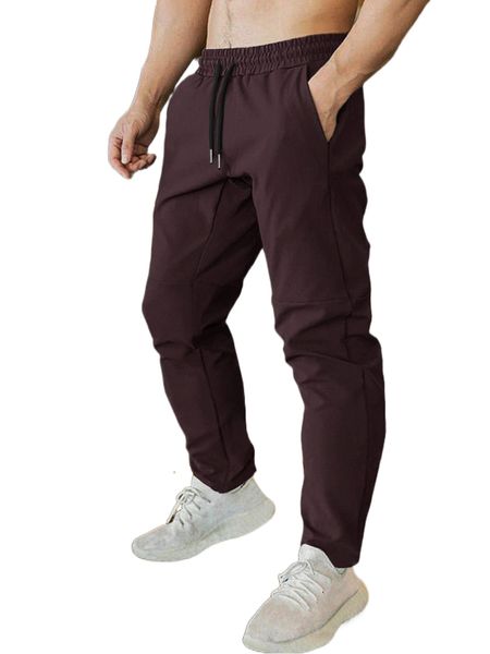 

men slant pocket drawstring waist pants y3sk#, Black