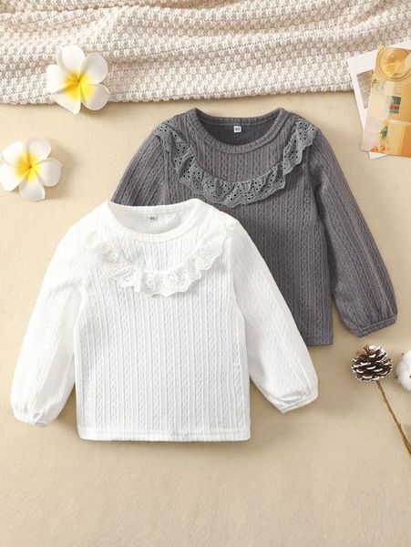 

baby 2pcs eyelet embroidery ruffle trim cable textured she, Blue