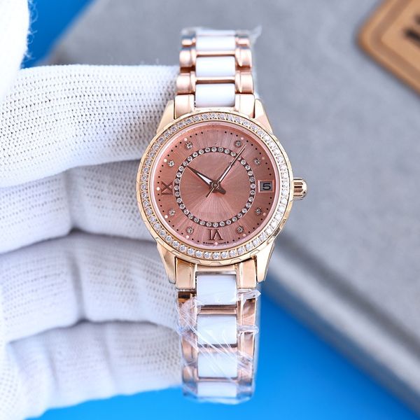 

fashion womens watch mother of pearl dial fully automatic mechanical movement sapphire scratch resistant glass ceramic steel band designer b, Slivery;golden