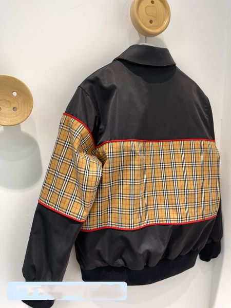 

jackets baby clothes kids designer clothes boys girls jacket with pocket classic stripes zipper black patchwork sweater size 100-160cm, Blue;gray