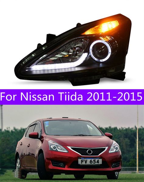 1 çift LED kafa lambası Nissan Tiida 20 11-20 15 LED Turn Sinyal Far Yüksek Işın Sis Işıkları Park Hafif Yüz Kayma