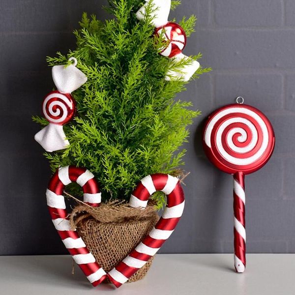 Decorazioni natalizie Merry Cute Lollipop Forma Ornamenti sospesi 3 Styles Creative Natale Pendenti in Pvc per la casa decorazioni
