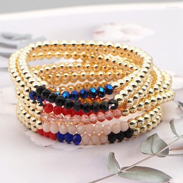 Fili di perline 2022 Bracciale boemo 4mm Perla d'oro Cristallo sfaccettato Coppia Pulseras Gioielli per le donne Braccialetti dell'amicizia Lars22