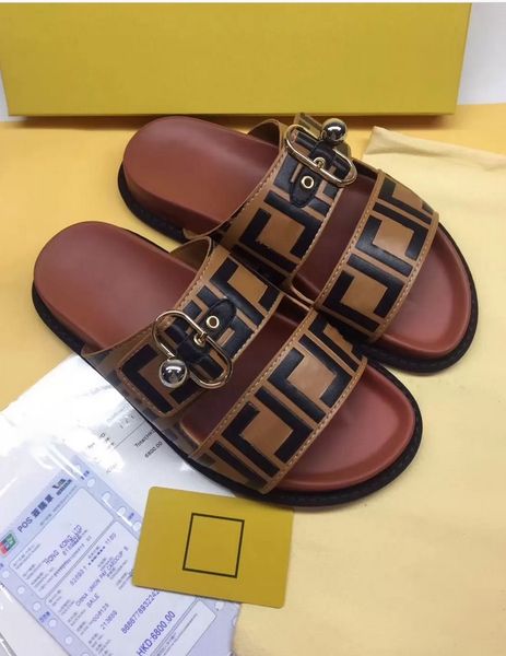 

2022f designer rubber slides sandals blooms brown black white web fashion mens slippers womens shoes beach flip flops with flower box 36-42